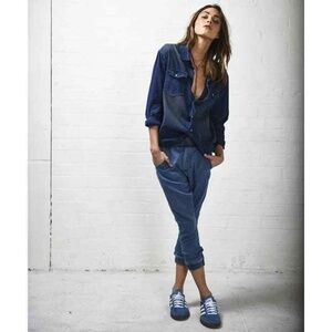 NEW One Teaspoon Joggers Cropped Cropped Low Waist Drop Rise Sport Jean Blue XS